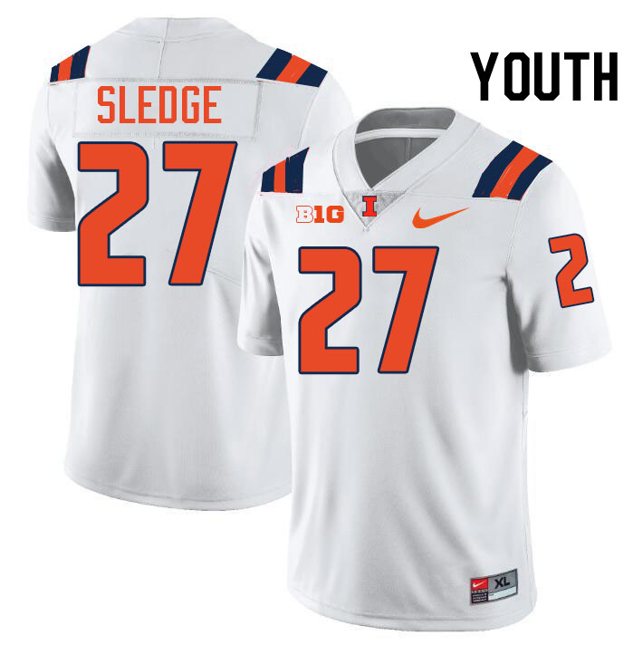 Youth #27 Enyce Sledge Illinois Fighting Illini College Football Jerseys Stitched-White